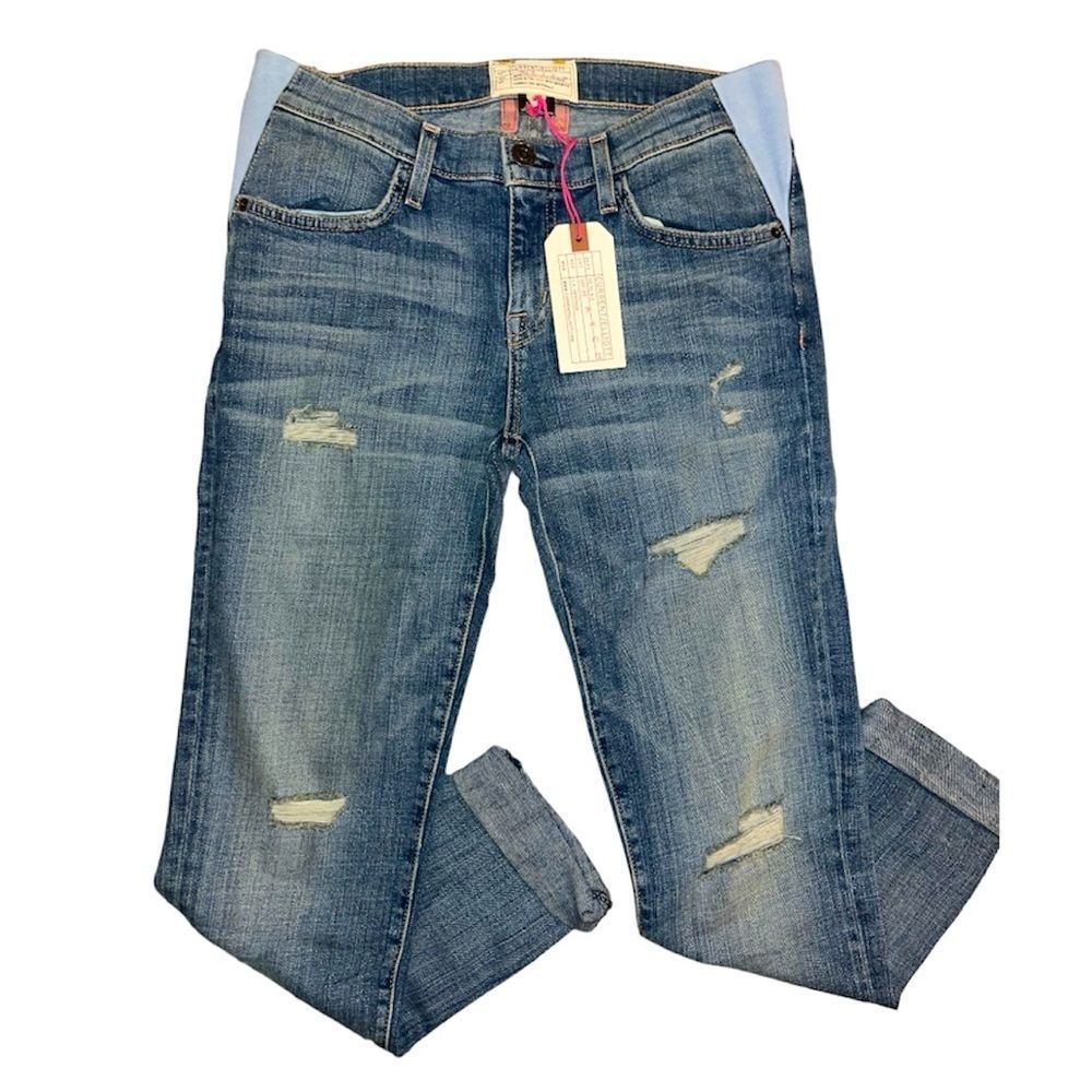 Current/Elliott X Hatch Distressed Cropped Denim Maternity Jeans